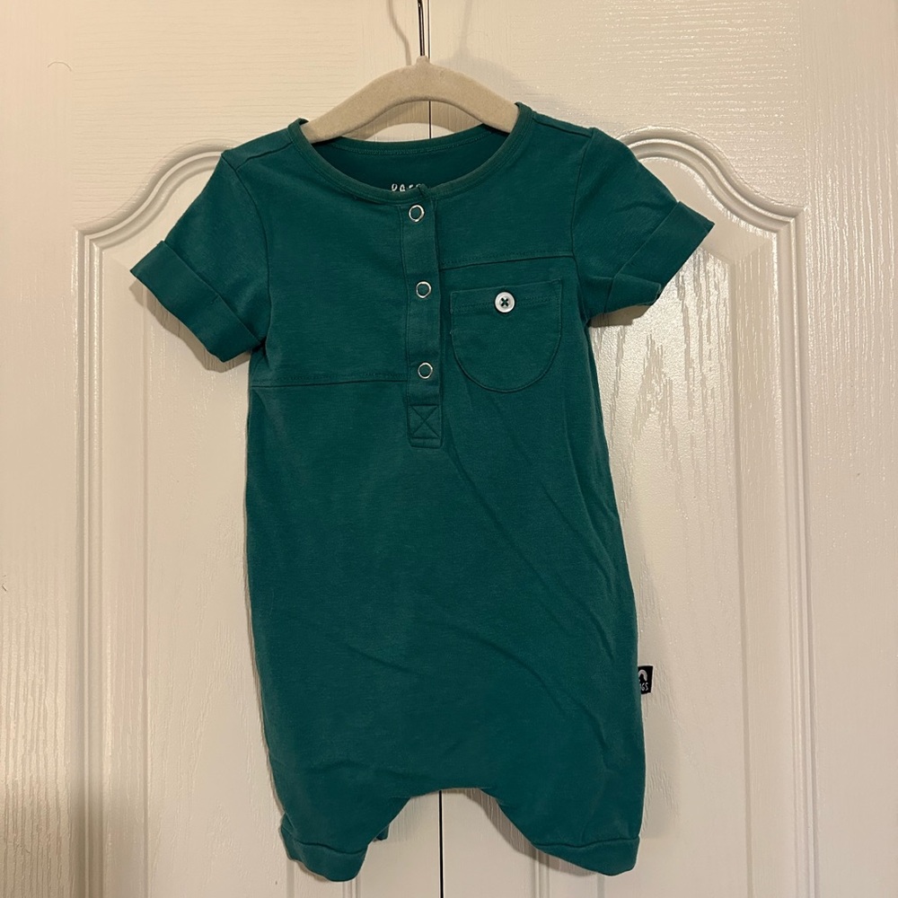 Rags to Raches Green Short Essentials Romper 6-12 Months